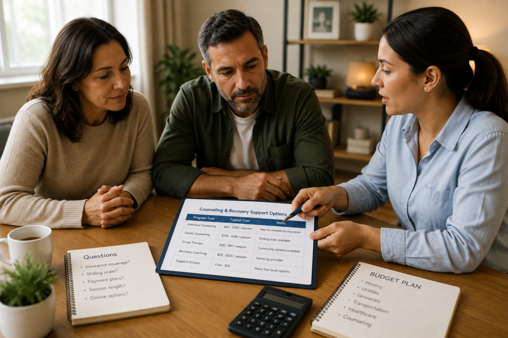 family reviewing affordable counseling and recovery support options